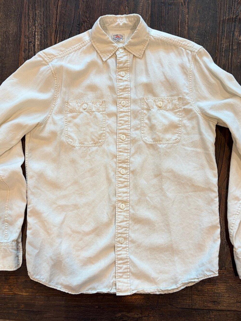 Faherty - Tried & True Chambray Workshirt - Cream - Extra Small (XS)